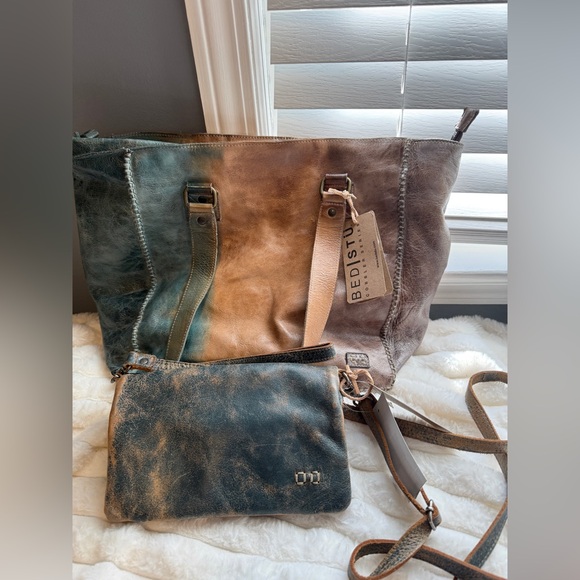 NWT BED|STU Celindra Oceana Leather Tote and Crossbody Wallet Tie Dyed - Picture 1 of 11